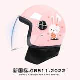 AD新国标认证电动车头盔男女士四季通用电瓶车安全帽女款冬季保暖防雾骑行轻便半盔女款冬天围巾头盔 围脖款【粉兔】透明 均码