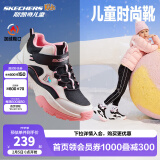 Skechers斯凯奇儿童绒绒靴男女童冬季防滑儿童加绒运动鞋中帮棉靴302527L 女童-鞋口加绒/黑/白/粉红/BKWP 34