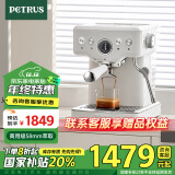 柏翠(petrus)【政府补贴】咖啡机意式浓缩家用小型半自动蒸汽打奶泡 PE3833 海盐小方pro