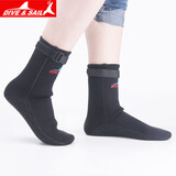 DIVE&SAIL3MM加厚潜水袜 防滑防珊瑚防刮保暖浮潜袜海岛冲浪沙滩袜 3MM厚款DS002黑色 M