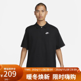 耐克（NIKE）男子T恤AS M NK CLUB POLO MATCHUPOS运动服DX0618-010黑色L码