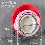 努正脸盆收纳架不锈钢卫生间置物架厕所浴室放脸盆架子落地式洗澡盆架 优质款大号双层