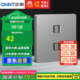 正泰（CHNT）开关插座墙壁面板家用86型面板二位八芯数据插座NEW6C幻银灰