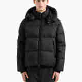 阿玛尼（Emporio Armani）男外套 25冬季新款经典提花微标轻量防风保暖羽绒服连帽男士夹克 黑色Black 36
