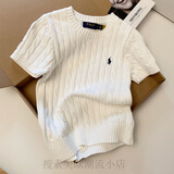 POLO SPORT美国保罗小马标刺绣短袖T恤女装针织衫休闲宽松大码时尚潮流毛衣 白色 M 建议105-115斤穿