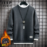 JEEP SPIRIT吉普毛衣男秋冬季休闲针织衫男士保暖毛线衣男装 灰色 XL 