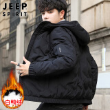 JEEP SPIRIT吉普羽绒服男短款秋冬男士羽绒服保暖白鸭绒外套男装 黑色 M 