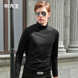 布先生 长袖T恤 打底衫纯色内衣T恤高领男上衣 长袖T恤男BT384易穿搭 黑色 L (175)
