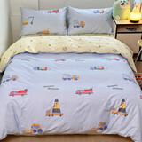 洁梦雅（jiemengya） 定制被套单件 纯棉卡通婴儿宝宝定做儿童学生宿舍床被罩 工程车 蓝 150cm*200cm 【单人被套】