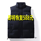 春秋冬季羽绒棉马甲男士宽松潮牌背心外穿坎肩男马夹保暖外套女 AD9957蓝色 L （建议90-110斤）