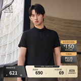 KOLON SPORT/可隆速干POLO 男士吸湿小翻领抗菌户外运动印花短袖 LHPT5MTT31-BK 黑色 2XL 185/104A