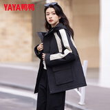 鸭鸭（YAYA）2024冬季新款羽绒服女中长款冬季新款连帽收腰保暖外套HY 黑色-YE3B034751H L