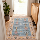 欧纶斯（Oulens）地垫脚垫卧室入户门垫浴室卫生间厕所地垫厨房客厅地毯可水洗裁剪 莫兰迪-蓝 80cm*50cm 【耐磨耐脏丨平绒款】