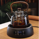 全度玻璃提梁壶家用小型电陶炉煮茶器烧水壶大容量保温玻璃茶壶 提梁壶（烟灰色）+康米电陶1