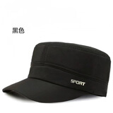 帽忆橱帽子男速干平顶帽夏季户外休闲遮阳鸭舌帽中老年春夏薄款帽子 SPORT标平顶黑色 54-60【可调节】