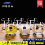 乐美雅6只装加厚耐热玻璃杯家用透明喝水杯泡茶杯牛奶果汁杯套装观山杯 6只装/透明葡萄园矮款310ml 无规格