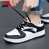 安踏板鞋男鞋2025冬季新款休闲鞋小白鞋平底滑板鞋低帮透气运动鞋子男 象牙白/黑-2 39