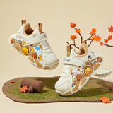 B.Duck小黄鸭童鞋男童运动鞋冬季儿童卡通短绒保暖舒适二棉鞋016A米棕25