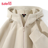 班尼路（Baleno）双面摇粒绒连帽外套男女款秋冬季简约百搭加厚夹克保暖拉链开衫