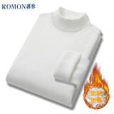 罗蒙（ROMON）男士半高领套头毛衣加绒加厚打底针织衫休闲上衣外套男白色XL