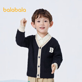 巴拉巴拉童装儿童毛衣秋年新男童女童宝宝针织开衫撞色毛衫潮 深蓝80821-201323103106 90cm