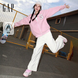 GAP男女装2025秋季新款大G字母仿羊羔绒宽松夹克开衫卫衣787408 粉色 XS (165/84A)亚洲尺码