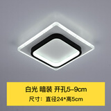 晶蕾北欧led过道灯创意网红玄关走廊阳台吸顶灯具现代简约轻奢入户灯 A款24厘米方形白光暗装