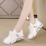 莱然休闲厚底增高女鞋子透气运动鞋旅游小白鞋百搭板鞋2025春秋新款潮 白色布里 36