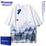 WASSUP UOSNE官方潮牌短袖t恤男士夏季潮流宽松纯棉半截袖男款重磅体恤上衣服 白色 XL