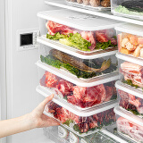 家の物语（KATEI STORY）冰箱冷冻鱼肉沥水保鲜盒不串味厨房分类收纳盒塑料带沥水板 升级款6.2L 2个装 2件套 6.2L