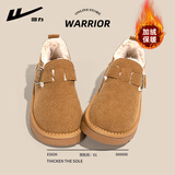 回力厚底勃肯大棉鞋女款加绒外穿毛毛鞋冬季学生保暖加棉加厚雪地靴 驼色 37