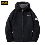 森州狼爪抓绒衣外套男摇粒绒保暖宽松加绒加厚出口转内销休闲夹克 黑色-带帽 3XL【220-260斤】