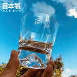karphome日本进口田岛硝子富士山杯江户硝子切子威士忌酒杯玻璃水杯洋酒杯 樱花矮杯单只