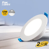 三雄极光LED筒灯客厅天花灯过道嵌入式孔灯洞灯牛眼灯 12W6500K (2只装）