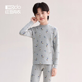 红豆（Hodo）儿童秋衣秋裤女童A类纯棉半高领棉毛衫男童印花全棉保暖内衣套装 男童麻灰 120cm