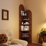 梧榆实木转角柜置物架复古三角柜客厅墙角柜边角柜卧室墙边拐角柜书柜 全实木三角置物架