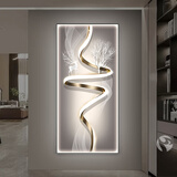 墨派 入户玄关装饰画竖版带灯LED发光画现代轻奢客厅走廊背景墙壁挂画 富饶之线 80*160cm(LED灯画/遥控插电款)