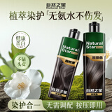自然之星染发膏遮盖白发天然植物配方染发剂一洗黑染发剂自己在家非泡泡染 自然黑（植物盖白发） 200ml*2盒