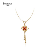 Eternelle[国潮设计]法国永恒缘结项链女高级感新年红流苏锁骨链 璀璨金色