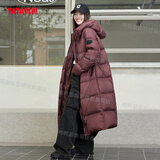 鸭鸭（YAYA）25年冬季新款休闲加厚连帽女款时尚百搭高充绒长款羽绒服外套 浆果红 M 115-140斤