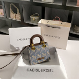CAEISL & KCIEL官网小&ck2025新款女包小众原创设计高级感马车印花戴妃包手提包 蓝色