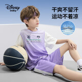 迪士尼（DISNEY）童装儿童男童短袖套装速干篮球T恤中裤两件套24夏DB421UE05紫120