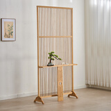 竹庭日式竹子屏风隔断客厅家用简约实木格栅折叠移动入户玄关落地座屏 原色明净玄关台屏风100*32.8*206