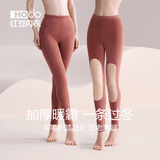 红豆（Hodo）女士保暖裤加厚加绒护膝贴片含羊毛中老年保暖棉裤大码单打底秋裤 馥蕾红（含羊毛发热护膝贴片） XL (170)