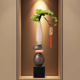 赟娅石来运转客厅落地摆件轻奢家居玄关电视柜沙发旁边大型招财装饰品 迎客松陶瓷石来运转