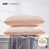 安睡宝（SOMERELLE）枕芯 全棉抗菌杜邦英威达七孔纤维枕头 星月粉 舒适型 单只装