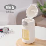 波比熊吸管玻璃水杯双层女高颜值耐高温带刻度小巧可爱便携孕妇产妇杯子 卡伦塑玻白+杯刷贴纸吸管刷 330ml