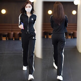 德莉娅休闲运动套装女两件套2026秋季新款时尚减龄气质外套阔腿裤三件套 黑色两件套 L 【建议100-115斤】 【收藏加购优先发货】