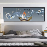 Dincmei顶创美卧室床头装饰画贴画自粘客厅房间主卧酒店宾馆民宿背景墙壁画贴纸 010.一帆风顺 宽180cm-高60cm（推荐1.8米床） 背面带胶（高清防水 撕开即粘）