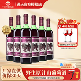 通天野生原汁山葡萄酒 8度红酒甜酒婚宴酒低度微醺酒吉林通化特产 720mL*6瓶 整箱装+开瓶器